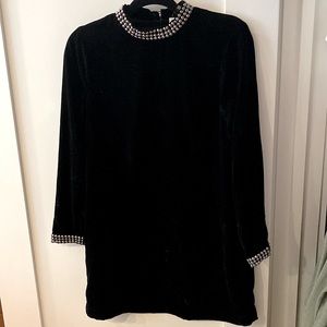 H&M 8 Black Velour Holiday Dress with Silver Studs $50 retail